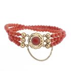 Image 3 of Red coral beads bracelet with gold clasp; Antique | Ø 53.8 mm