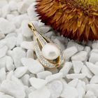 Afbeelding 2 van 9 Karaat hanger met barokparel en diamanten; 0,05 ct.