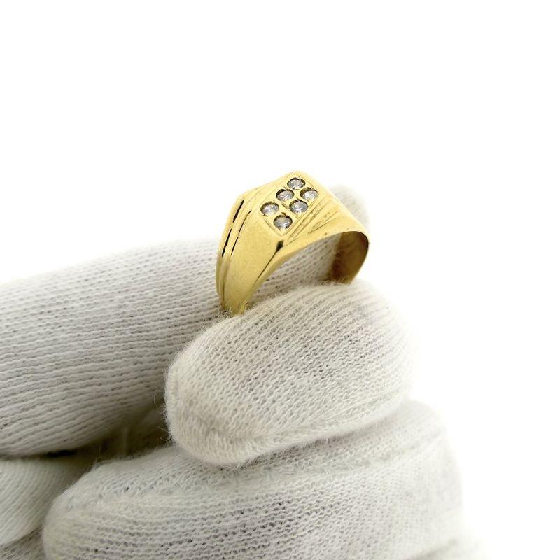 Image 9 of Gold men's signet ring with zirconia