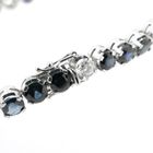 Image 5 of 18K white gold tennis bracelet with diamond and sapphire | 18 cm