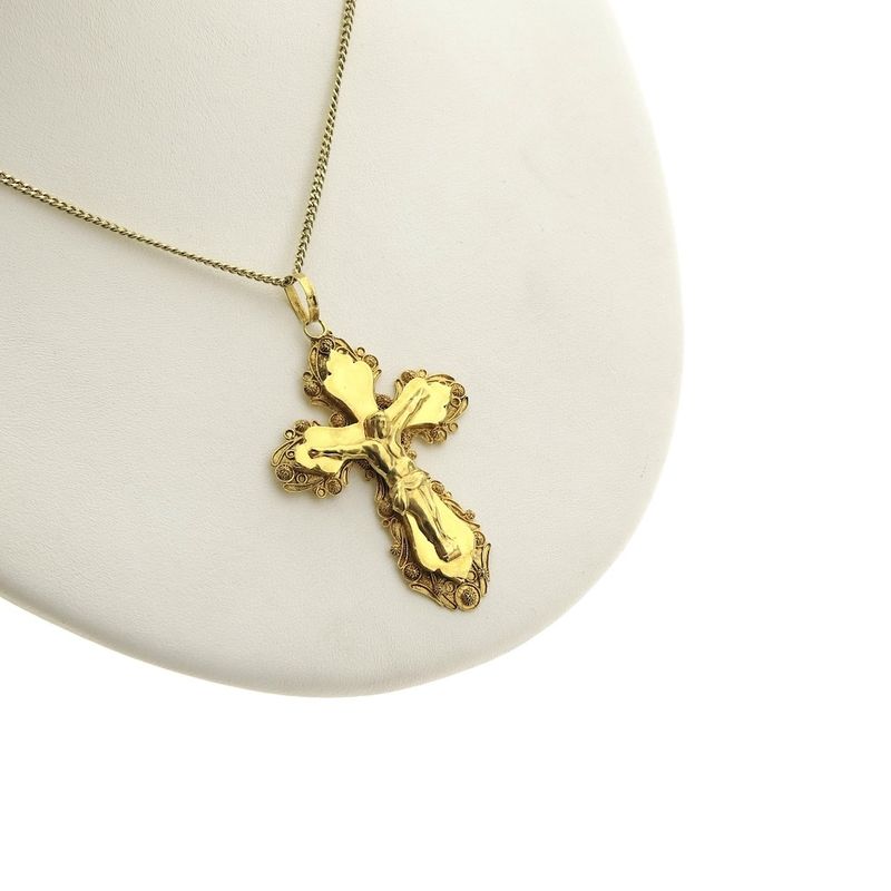 Image 8 of Antique gold pendant of a cross with corpus | 19th century