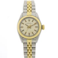 Rolex Oyster Perpetual 6719; Vintage 18k. goud/stalen dames horloge