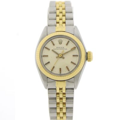 Image 1 of Rolex Oyster Perpetual 6719; Vintage 18k. goud/stalen dames horloge