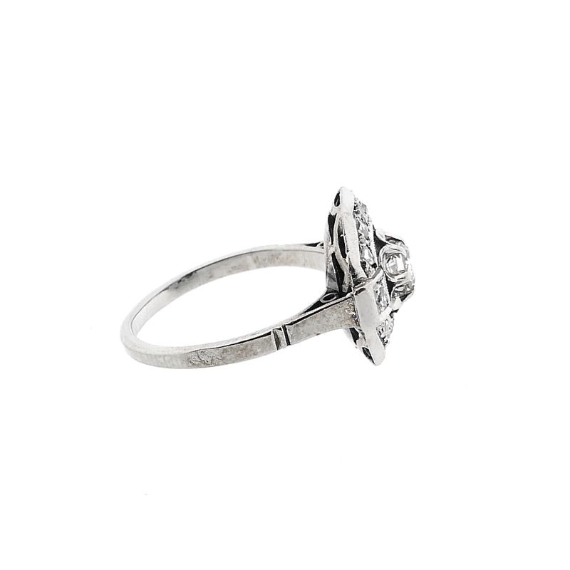 Image 5 of Antique White Gold Diamond Ring; 0.27 ct.