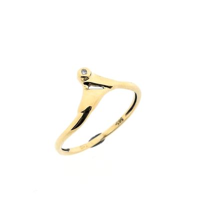 Golden solitaire ring with diamond; 0.005 ct. Image 1 of Golden solitaire ring with diamond; 0.005 ct.