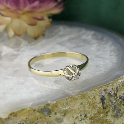 Image 2 of Gold solitaire ring with diamond | 0.03 ct.