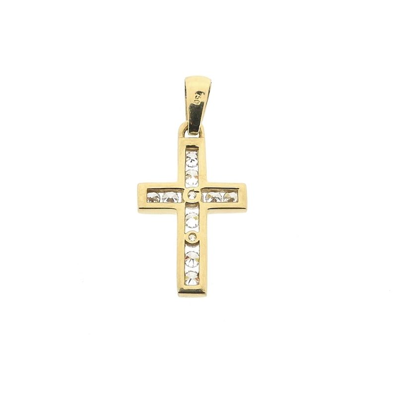 Image 8 of Gold pendant of a cross with zirconia