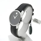 Image 5 of Movado Museum Classic; Steel women's watch with black dial and leather strap; 0607220
