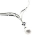 Image 5 of White gold necklace with pearl and diamond 0.05 ct.