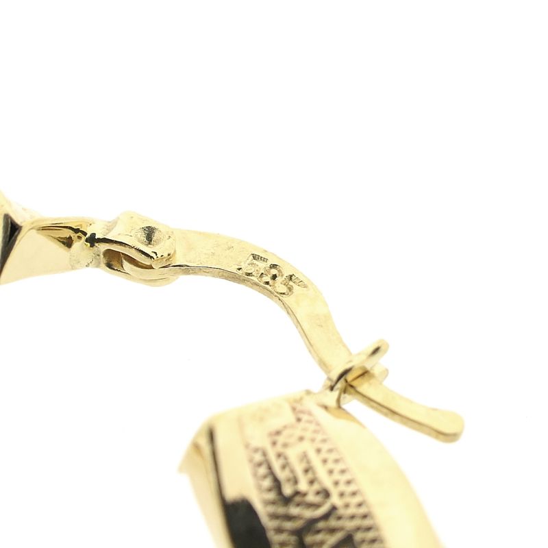 Image 8 of Gold Spiral Hoop Earrings with Greek Symbols; Ø 51 mm