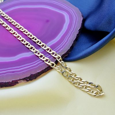 Image 2 of Gold navy/gourmet link necklace