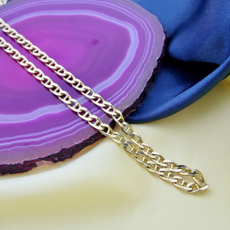 Image 2 of Gold navy/gourmet link necklace