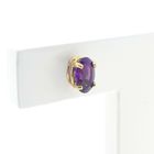 Image 4 of Gold stud earrings with synthetic purple gemstone