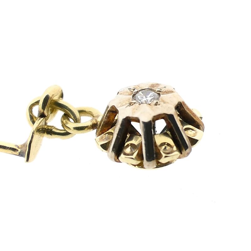Image 10 of Bicolor Gold Earrings with Floral Pendant and Diamonds