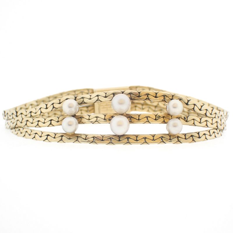 Image 3 of Vintage gold bracelet with pearls