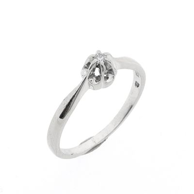 White gold solitaire ring with 0.03 ct diamond. Image 1 of White gold solitaire ring with 0.03 ct diamond.