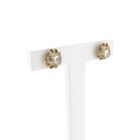 Image 3 of Gold floral stud earrings with diamond; 0.20 ct. | Vintage