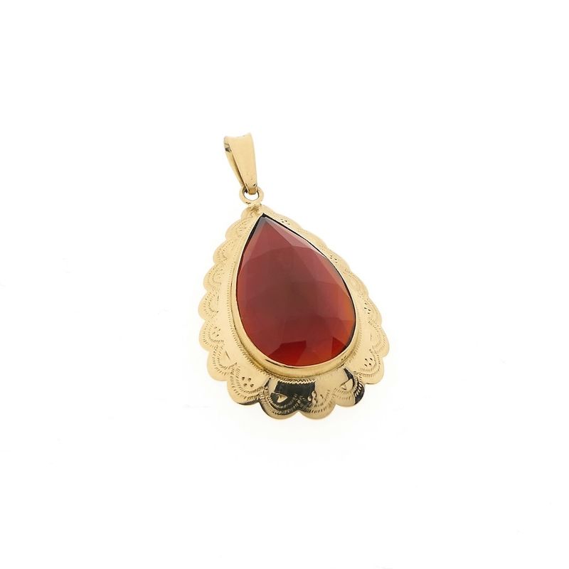 Image 3 of Vintage gold pendant with carnelian
