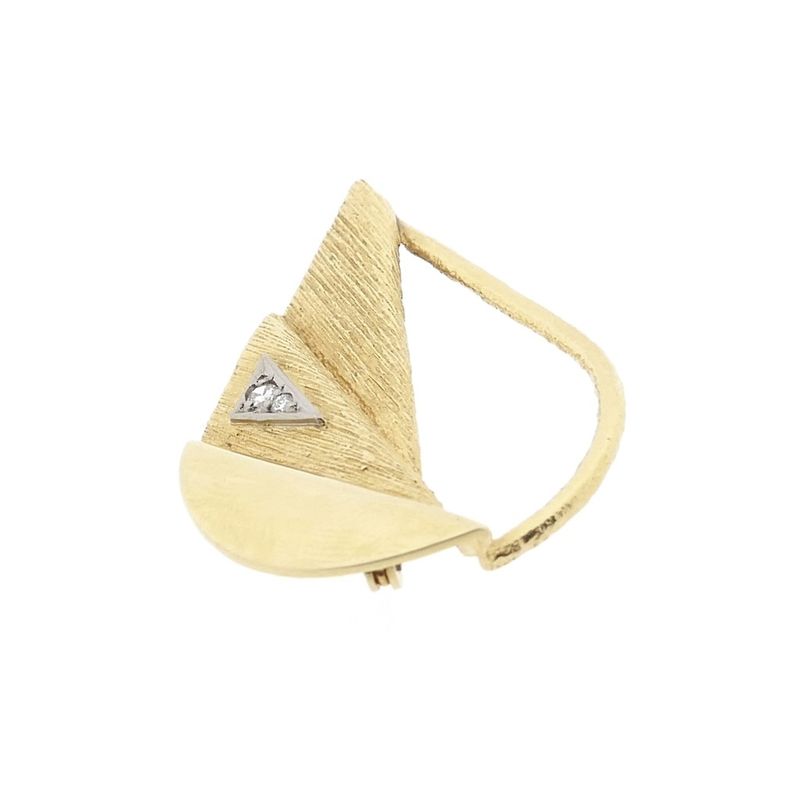 Image 9 of Vintage gold brooch with diamonds; 0.04 ct.