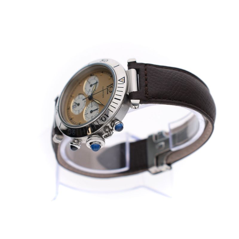 Afbeelding 7 van Cartier Pasha Chronograph 1050 / W31004H3; Unisex Horloge