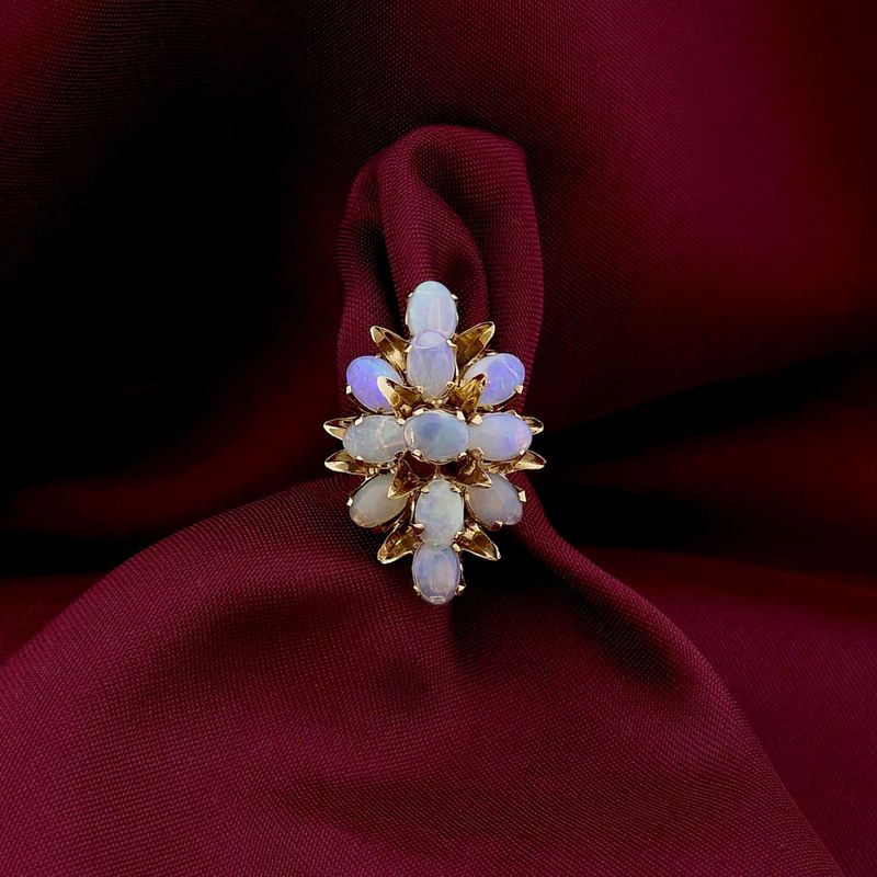 Image 2 of Gold Statement Ring with Opal