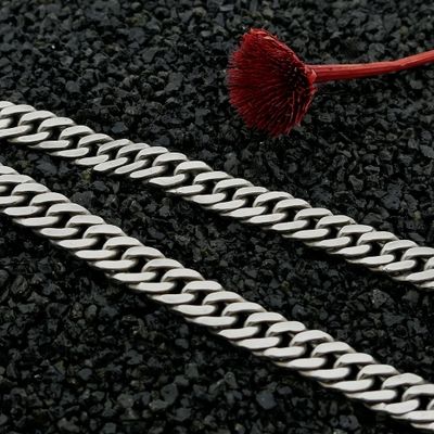 Image 2 of Silver flat gourmet link chain | 51 cm