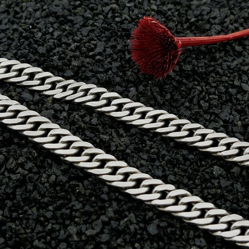 Image 2 of Silver flat gourmet link chain | 51 cm