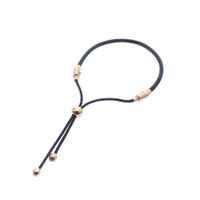 Pandora Moments; Black sliding bracelet; Rose gold plated