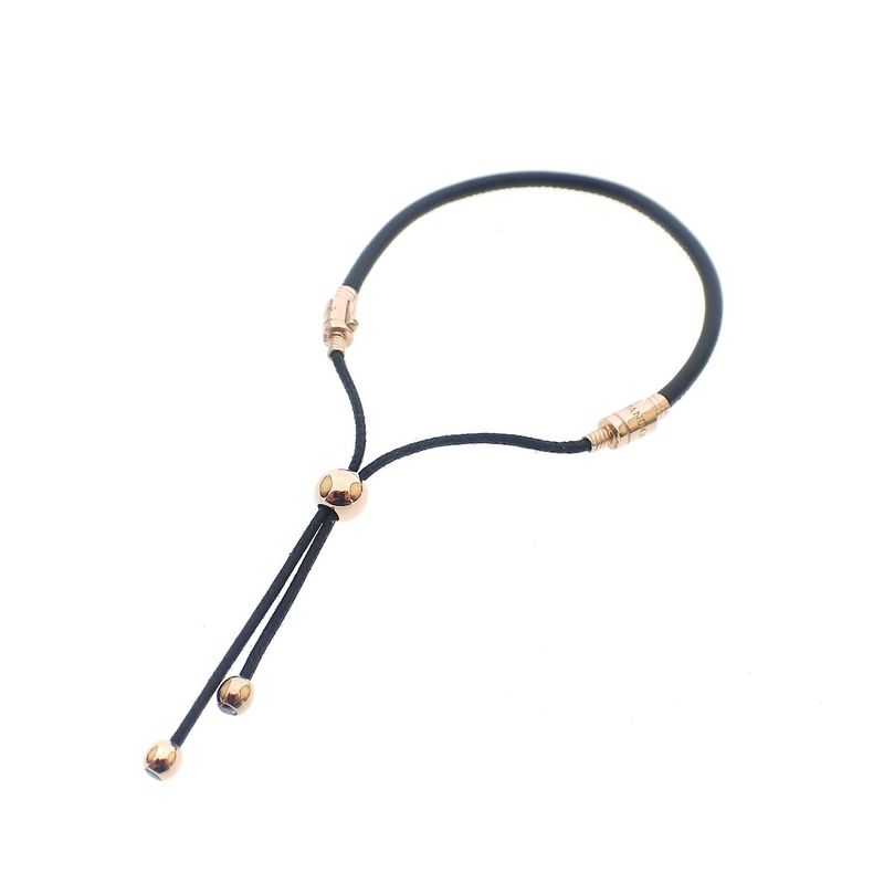 Image 1 of Pandora Moments; Black sliding bracelet; Rose gold plated