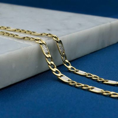 Two-tone gold Figaro link chain Image 2 of Two-tone gold Figaro link chain