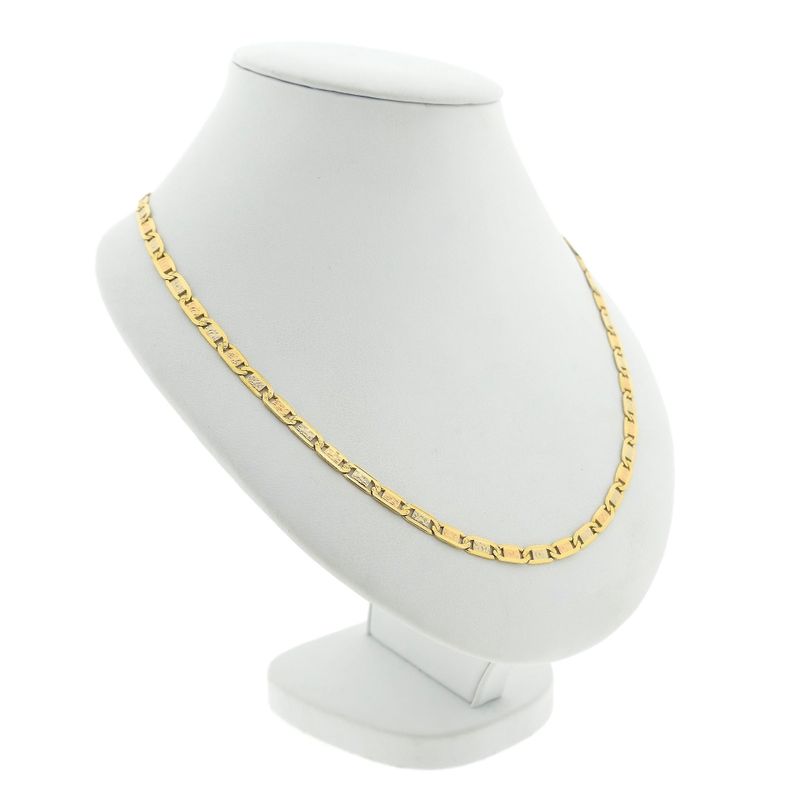 Image 3 of Tricolor gold navy link necklace