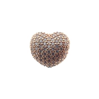 Pandora clip charm; Rose gold plated; Pavé Heart Image 1 of Pandora clip charm; Rose gold plated; Pavé Heart