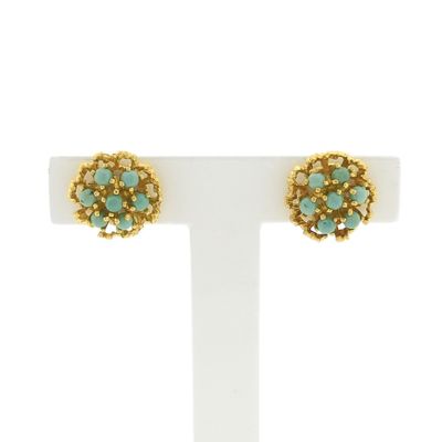 Image 1 of 18 ct. Gold stud earrings with turquoise