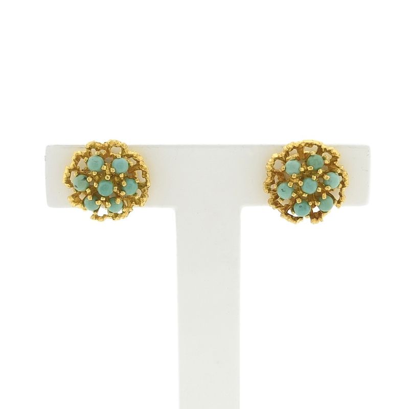 Image 1 of 18 ct. Gold stud earrings with turquoise