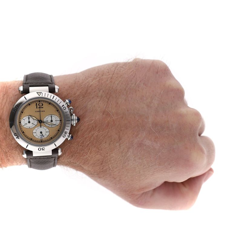 Afbeelding 16 van Cartier Pasha Chronograph 1050 / W31004H3; Unisex Horloge