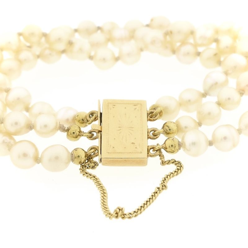 Image 4 of Pearl bracelet with gold clasp; Antique | 20 cm