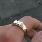 Image 3 of Gold signet ring with diamond; 0.01 ct.