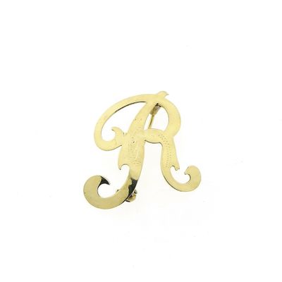 Image 2 of Gold letter brooch; letter R