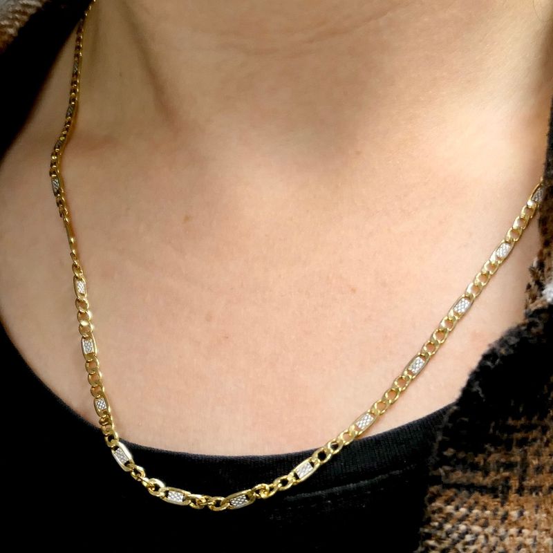 Image 9 of Two-tone gold Figaro link chain