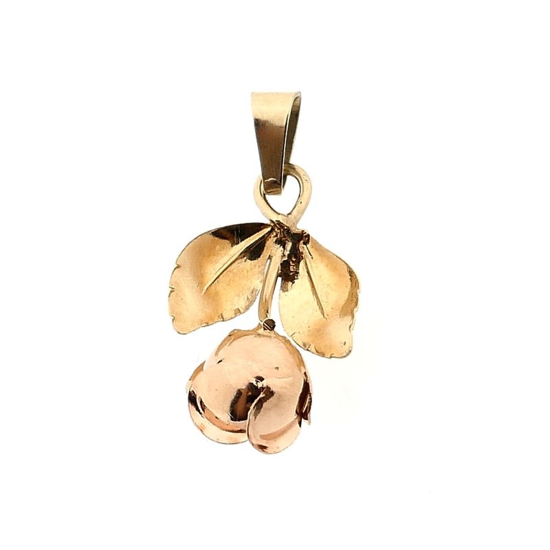 Afbeelding 6 van Bicolor gouden hanger van roos