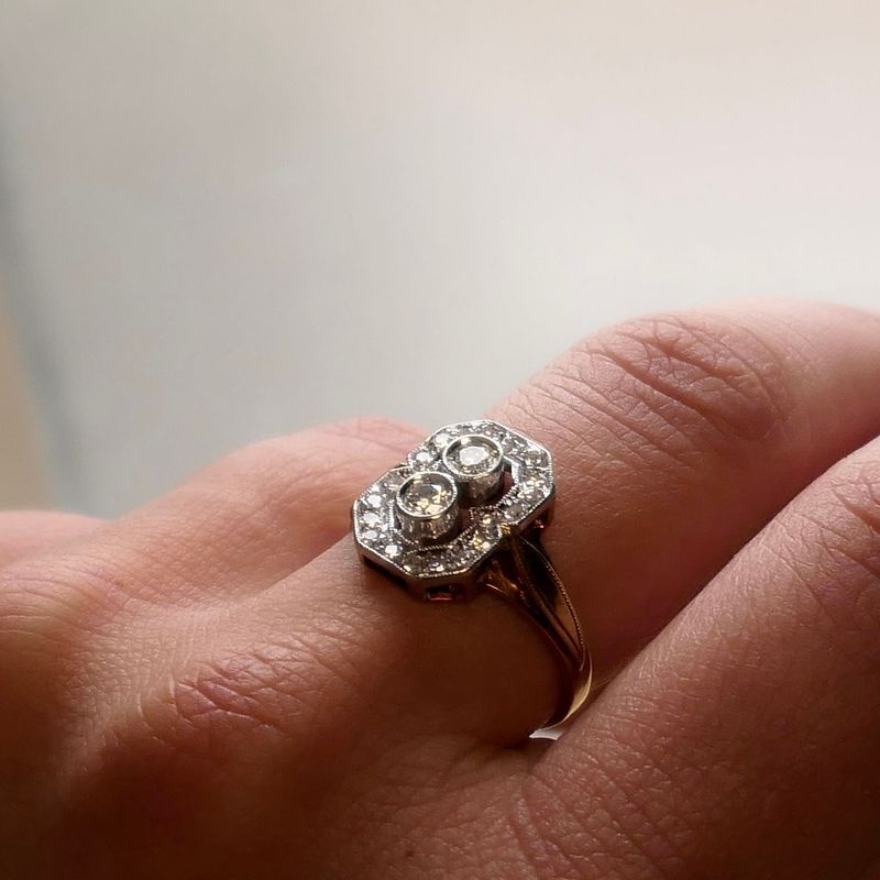 Image 7 of Gold Art Deco Ring with Diamond; 0.51 ct.