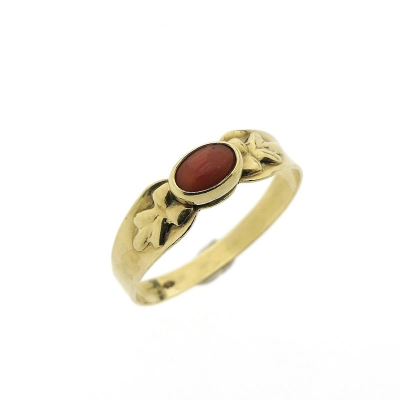 Image 1 of Gold ring with red coral | Vintage