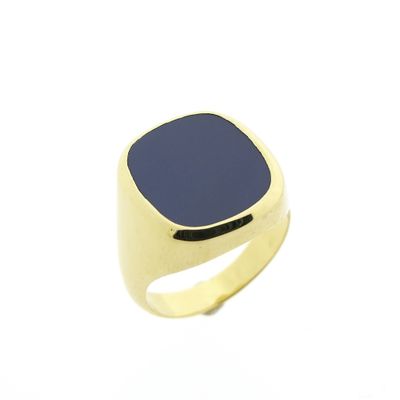 Image 1 of Gold signet ring with blue layered stone