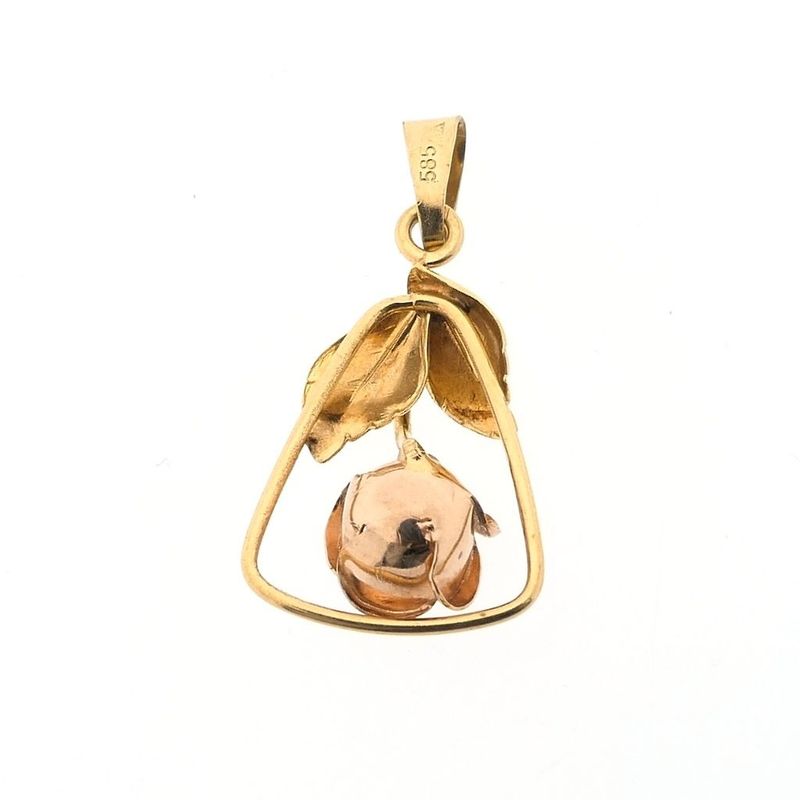 Image 5 of Two-tone gold rose pendant
