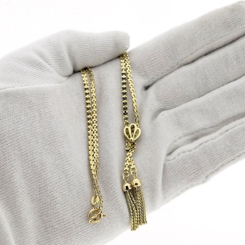 Image 9 of Gold Bismarck link necklace with fixed pendant | 46.5 cm