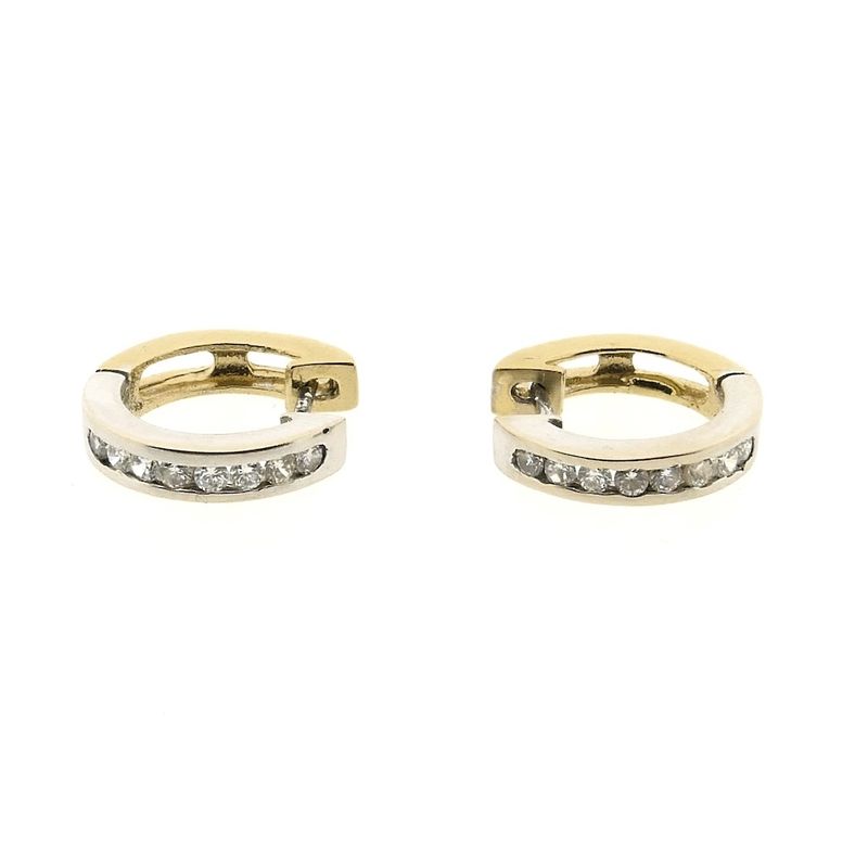 Image 6 of Two-tone gold hoop earrings with zirconia; Ø 15.1 mm
