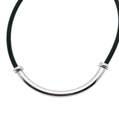 Rubber necklace with silver pendant | 46 cm Image 2 of Rubber necklace with silver pendant | 46 cm