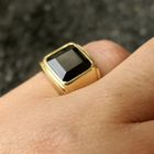 Image 11 of Gold men's signet ring with onyx; pinky ring