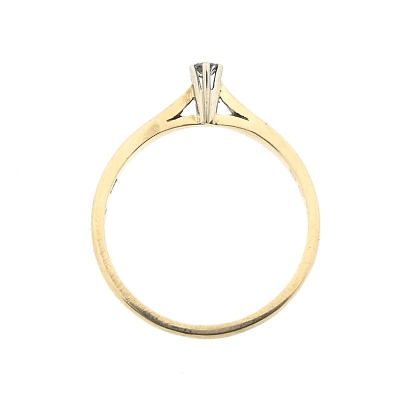 Image 3 of Gold solitaire ring with diamond; 0.05 ct.