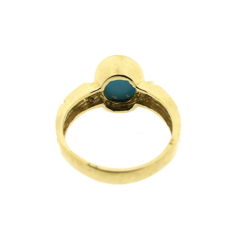 Image 3 of Vintage gold ring with meander pattern and turquoise